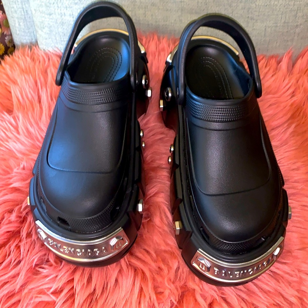 🖤BALENCIAGA X CROCS- unisex NEW 
EU42- MEN 9- WOMEN 11 HARDCROCS SLIDES PLATFORM